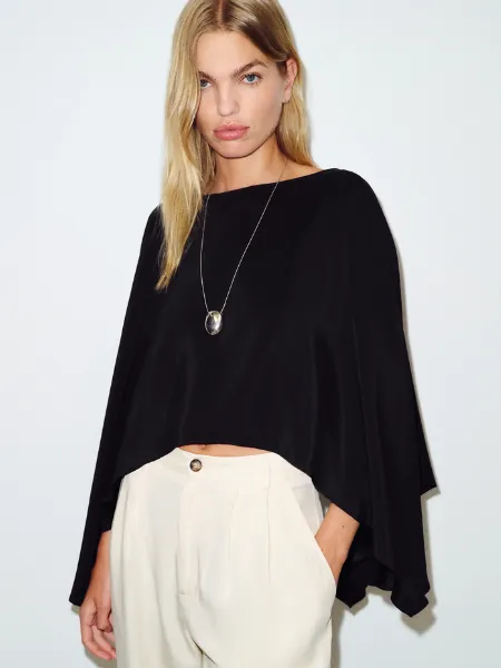Black Aime Silk Cape